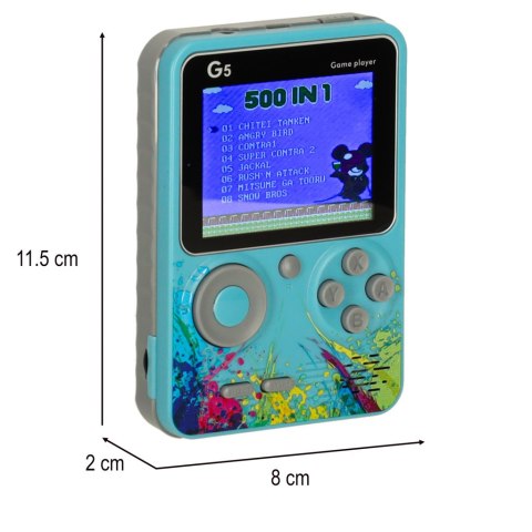 Konsola przenośna do gier mini elektroniczna retro 500 gier niebieska Konsola przenośna do gier mini elektroniczna retro 500 gier niebieska