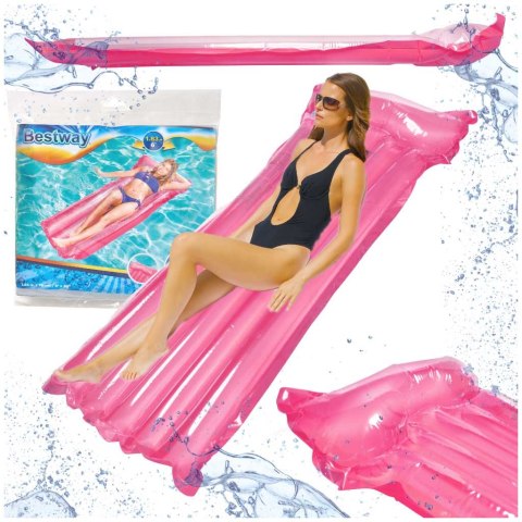 Materac dmuchany plażowy do pływania na basen wodę BESTWAY 44013 różowy 90kg 183cm Materac dmuchany plażowy do pływania na basen wodę BESTWAY 44013 różowy 90kg 183cm
