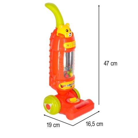 Odkurzacz dla dzieci pionowy interaktywny z dźwiękiem malinowy 46cm Odkurzacz dla dzieci pionowy interaktywny z dźwiękiem malinowy 46cm