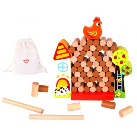TOOKY TOY Gra Zręcznościowa Spadająca Kura Drewniana Farma TOOKY TOY Gra Zręcznościowa Spadająca Kura Drewniana Farma