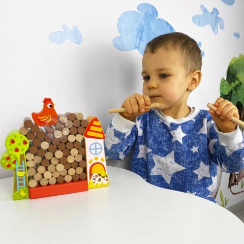 TOOKY TOY Gra Zręcznościowa Spadająca Kura Drewniana Farma TOOKY TOY Gra Zręcznościowa Spadająca Kura Drewniana Farma