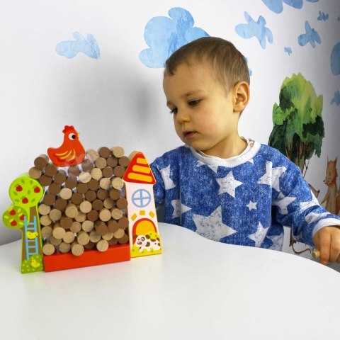 TOOKY TOY Gra Zręcznościowa Spadająca Kura Drewniana Farma TOOKY TOY Gra Zręcznościowa Spadająca Kura Drewniana Farma