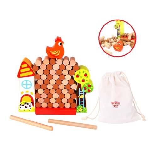 TOOKY TOY Gra Zręcznościowa Spadająca Kura Drewniana Farma TOOKY TOY Gra Zręcznościowa Spadająca Kura Drewniana Farma