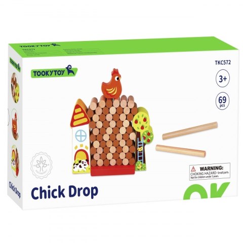 TOOKY TOY Gra Zręcznościowa Spadająca Kura Drewniana Farma TOOKY TOY Gra Zręcznościowa Spadająca Kura Drewniana Farma
