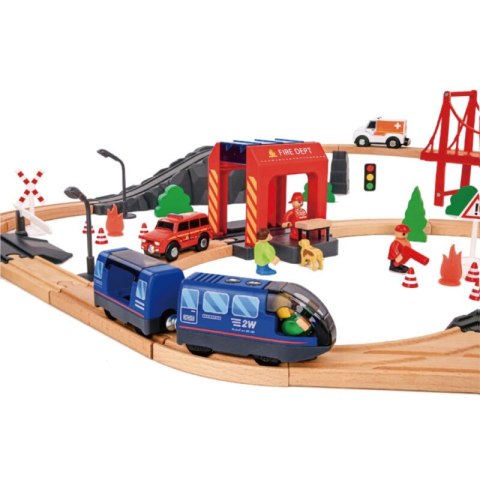 Tooky Toy Drewniana Kolejka Staż Pożarna Ambulans 70 el. Tooky Toy Drewniana Kolejka Staż Pożarna Ambulans 70 el.