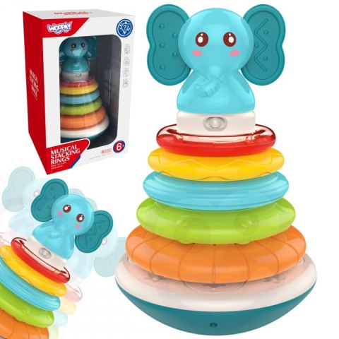 WOOPIE BABY Piramida Wieża Interaktywna Słonik z Obręczami Grzechotka WOOPIE BABY Piramida Wieża Interaktywna Słonik z Obręczami Grzechotka
