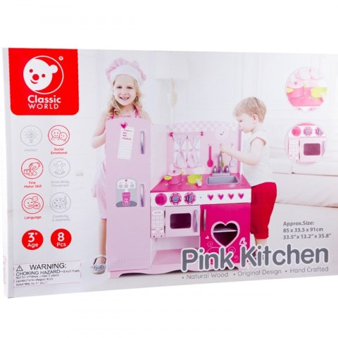 CLASSIC WORLD Duża Drewniana Kuchnia dla Dzieci CLASSIC VINTAGE PINK XXL CLASSIC WORLD Duża Drewniana Kuchnia dla Dzieci CLASSIC VINTAGE PINK XXL