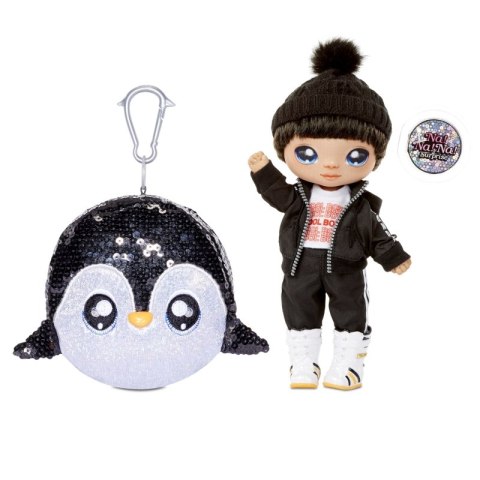 Na! Na! Na! Surprise Sparkle - Lalka Andre Avalanche i Pingwin w balonie z konfetti Seria Cekinowa Pom Na! Na! Na! Surprise Sparkle - Lalka Andre Avalanche i Pingwin w balonie z konfetti Seria Cekinowa Pom