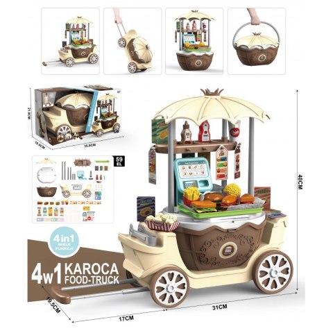 WOOPIE Sklep Fast Food na Kółkach Wózek Walizka 59 akc. 4w1 WOOPIE Sklep Fast Food na Kółkach Wózek Walizka 59 akc. 4w1