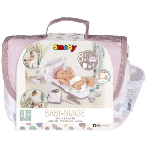 SMOBY Baby Nurse Torba Do Przewijania + Akcesoria dla lalki SMOBY Baby Nurse Torba Do Przewijania + Akcesoria dla lalki