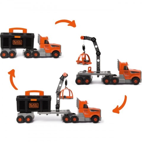 SMOBY Ciężarówka 3w1 Black+Decker Narzędzia Dźwig 60 Akc. SMOBY Ciężarówka 3w1 Black+Decker Narzędzia Dźwig 60 Akc.
