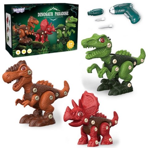 WOOPIE Zestaw Dinozaury do Skręcania 3 szt. Zestaw Konstrukcyjny Wiertarka Śrubokręt 89 el. WOOPIE Zestaw Dinozaury do Skręcania 3 szt. Zestaw Konstrukcyjny Wiertarka Śrubokręt 89 el.