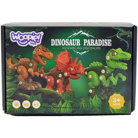 WOOPIE Zestaw Dinozaury do Skręcania 3 szt. Zestaw Konstrukcyjny Wiertarka Śrubokręt 89 el. WOOPIE Zestaw Dinozaury do Skręcania 3 szt. Zestaw Konstrukcyjny Wiertarka Śrubokręt 89 el.