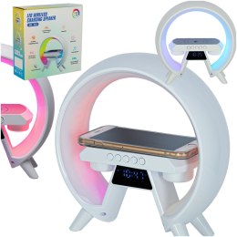 Lampka nocna LED Gamingowa RGB głośnik ładowarka indukcyjna radio budzik zegar