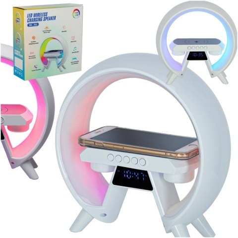 Lampka nocna LED Gamingowa RGB głośnik ładowarka indukcyjna radio budzik zegar Lampka nocna LED Gamingowa RGB głośnik ładowarka indukcyjna radio budzik zegar