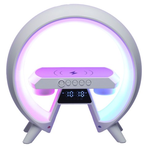Lampka nocna LED Gamingowa RGB głośnik ładowarka indukcyjna radio budzik zegar Lampka nocna LED Gamingowa RGB głośnik ładowarka indukcyjna radio budzik zegar