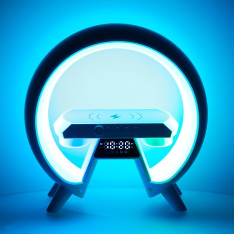 Lampka nocna LED Gamingowa RGB głośnik ładowarka indukcyjna radio budzik zegar Lampka nocna LED Gamingowa RGB głośnik ładowarka indukcyjna radio budzik zegar