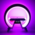 Lampka nocna LED Gamingowa RGB głośnik ładowarka indukcyjna radio budzik zegar