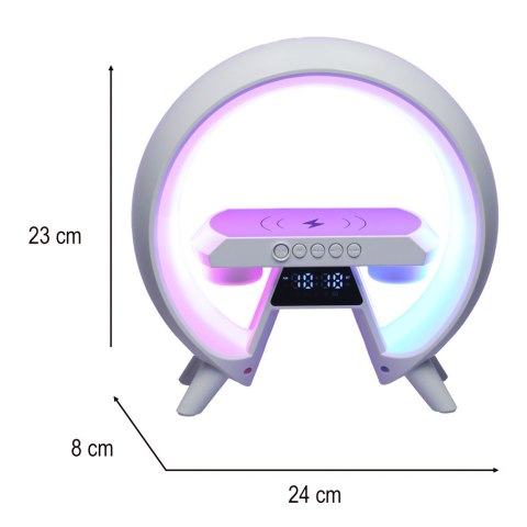 Lampka nocna LED Gamingowa RGB głośnik ładowarka indukcyjna radio budzik zegar Lampka nocna LED Gamingowa RGB głośnik ładowarka indukcyjna radio budzik zegar