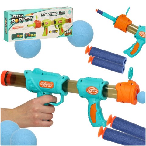 Pistolet na kulki karabin na piankowe naboje solidny dla dzieci gra 2w1 niebieski Pistolet na kulki karabin na piankowe naboje solidny dla dzieci gra 2w1 niebieski