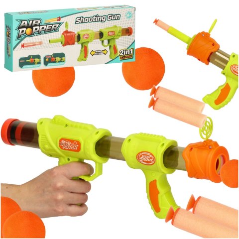 Pistolet na kulki karabin na piankowe naboje solidny dla dzieci gra 2w1 zielony Pistolet na kulki karabin na piankowe naboje solidny dla dzieci gra 2w1 zielony