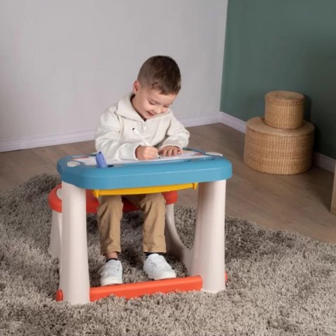 SMOBY Stolik z Tablicą Do Rysowania Biurko z Ławką + 12 akcesoriów SMOBY Stolik z Tablicą Do Rysowania Biurko z Ławką + 12 akcesoriów