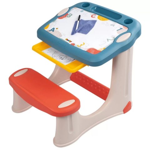 SMOBY Stolik z Tablicą Do Rysowania Biurko z Ławką + 12 akcesoriów SMOBY Stolik z Tablicą Do Rysowania Biurko z Ławką + 12 akcesoriów