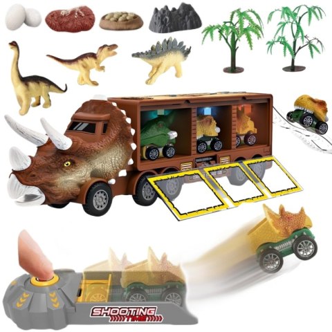 WOOPIE Cięzarówka Dinozaur z Wyrzutnią i Samochodzikami 15 el. WOOPIE Cięzarówka Dinozaur z Wyrzutnią i Samochodzikami 15 el.