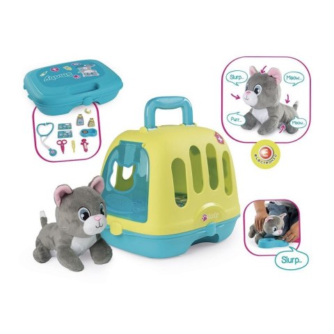 SMOBY Zestaw 2w1 Kontener dla Kota + Interaktywny Miauczący Kot SMOBY Zestaw 2w1 Kontener dla Kota + Interaktywny Miauczący Kot