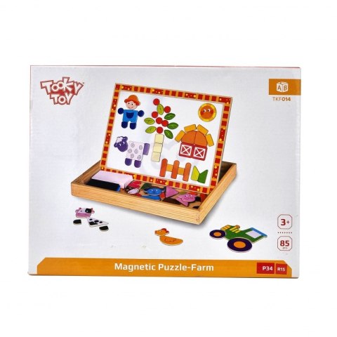 TOOKY TOY Drewniana Tablica Dwustronna Puzzle Układanka Magnetyczna Farma TOOKY TOY Drewniana Tablica Dwustronna Puzzle Układanka Magnetyczna Farma