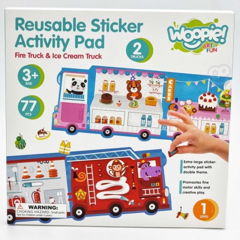 WOOPIE ART&FUN Naklejki Wielorazowe Zestaw Kreatywny Wyklejanka Pojazdy Straż Pożarna Lodziarnia 77 el. WOOPIE ART&FUN Naklejki Wielorazowe Zestaw Kreatywny Wyklejanka Pojazdy Straż Pożarna Lodziarnia 77 el.