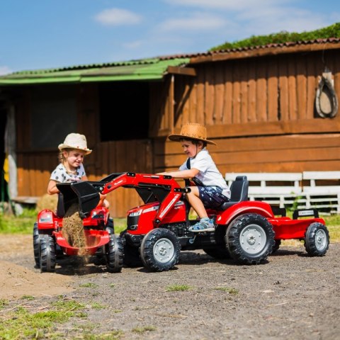 FALK Traktor Massey Ferguson Czerwony na Pedały z Przyczepką od 3 Lat FALK Traktor Massey Ferguson Czerwony na Pedały z Przyczepką od 3 Lat
