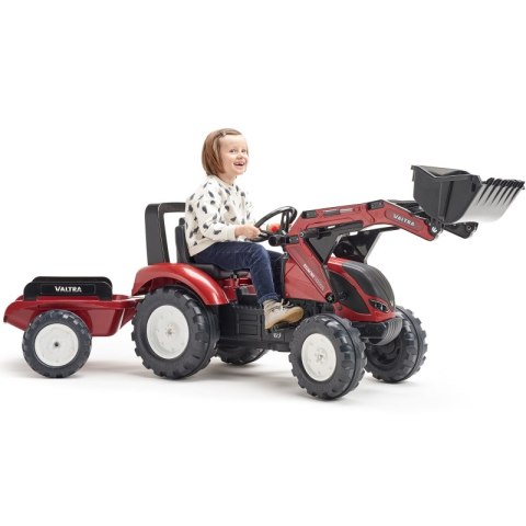 FALK Traktor Valtra Bordowy na Pedały z Przyczepką i Łyżką od 3 Lat FALK Traktor Valtra Bordowy na Pedały z Przyczepką i Łyżką od 3 Lat
