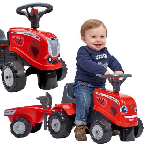 FALK Traktorek Baby Mac Cormick Czerwony z Przyczepką + akc. od 1 roku FALK Traktorek Baby Mac Cormick Czerwony z Przyczepką + akc. od 1 roku