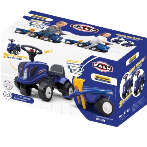 FALK Traktorek Baby New Holland Niebieski z Przyczepką + akc. od 1 roku FALK Traktorek Baby New Holland Niebieski z Przyczepką + akc. od 1 roku
