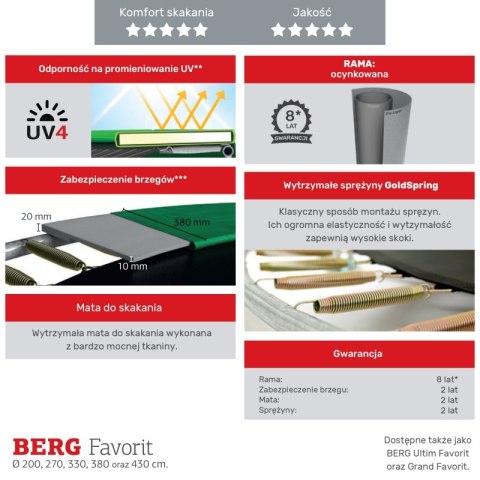 BERG Trampolina Favorit Gray 430 cm + Siatka Bezpieczeństwa Comfort + Gra Zręcznościowo Logiczna LEVELS BERG Trampolina Favorit Gray 430 cm + Siatka Bezpieczeństwa Comfort + Gra Zręcznościowo Logiczna LEVELS