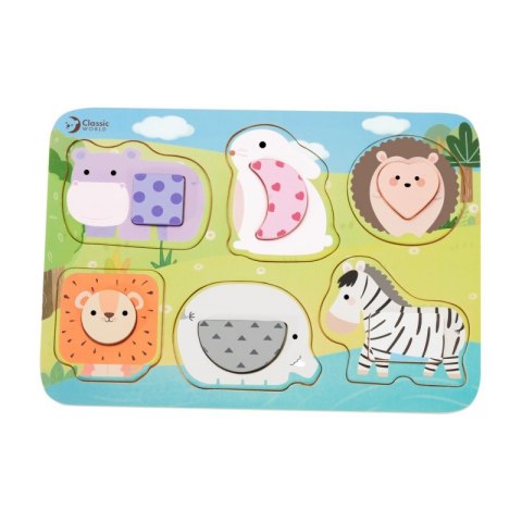 CLASSIC WORLD Układanka Klocki Puzzle dla Dzieci Zwierzęta Dopasuj Nauka Kształtów Kolorów MONTESSORI 6 el. CLASSIC WORLD Układanka Klocki Puzzle dla Dzieci Zwierzęta Dopasuj Nauka Kształtów Kolorów MONTESSORI 6 el.