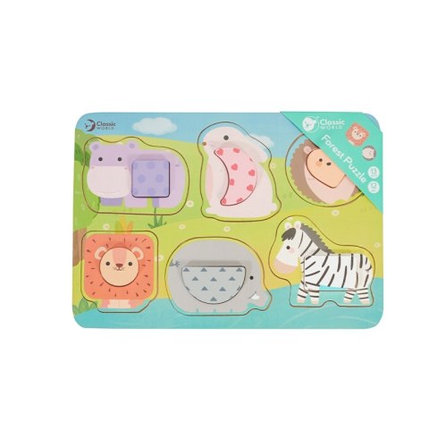 CLASSIC WORLD Układanka Klocki Puzzle dla Dzieci Zwierzęta Dopasuj Nauka Kształtów Kolorów MONTESSORI 6 el. CLASSIC WORLD Układanka Klocki Puzzle dla Dzieci Zwierzęta Dopasuj Nauka Kształtów Kolorów MONTESSORI 6 el.