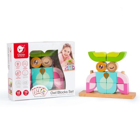 CLASSIC WORLD Kreatywne Drewniane Klocki Przestrzenne 3D Sowa CLASSIC WORLD Kreatywne Drewniane Klocki Przestrzenne 3D Sowa
