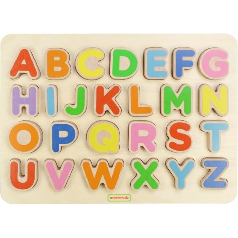 MASTERKIDZ Drewniana Tabliczka Edukacyjna Alfabet Wielkie Literki Montessori MASTERKIDZ Drewniana Tabliczka Edukacyjna Alfabet Wielkie Literki Montessori