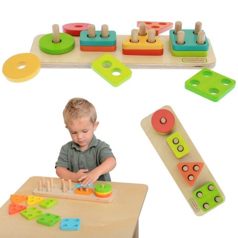 MASTERKIDZ Drewniany Sorter Kształtów Kolorowe Klocki Montessori MASTERKIDZ Drewniany Sorter Kształtów Kolorowe Klocki Montessori
