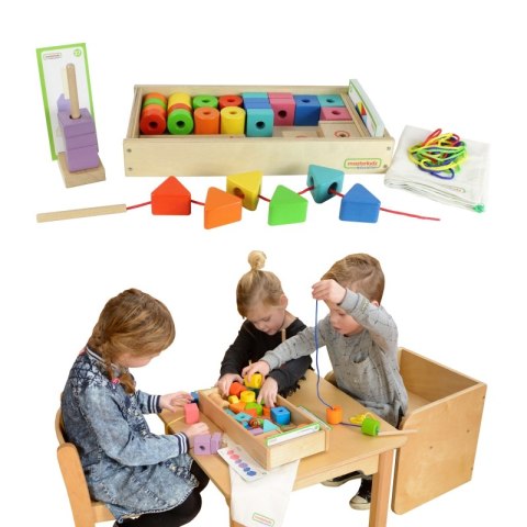 MASTERKIDZ Duża Drewniana Nawlekanka Sznurowanka Montessori MASTERKIDZ Duża Drewniana Nawlekanka Sznurowanka Montessori
