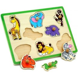 VIGA Drewniane Puzzle Zwierzęta z ZOO Układanka