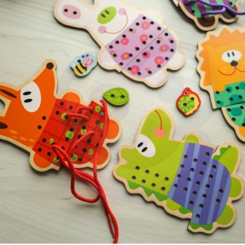 TOOKY TOY Drewniana Gra Zręcznościowa Zwierzątka do Sznurowania 5w1 TOOKY TOY Drewniana Gra Zręcznościowa Zwierzątka do Sznurowania 5w1