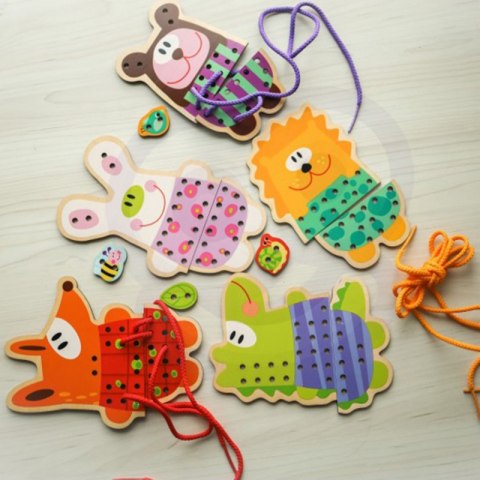 TOOKY TOY Drewniana Gra Zręcznościowa Zwierzątka do Sznurowania 5w1 TOOKY TOY Drewniana Gra Zręcznościowa Zwierzątka do Sznurowania 5w1