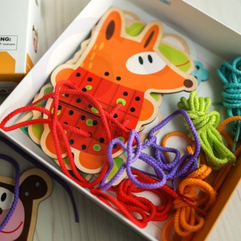 TOOKY TOY Drewniana Gra Zręcznościowa Zwierzątka do Sznurowania 5w1 TOOKY TOY Drewniana Gra Zręcznościowa Zwierzątka do Sznurowania 5w1