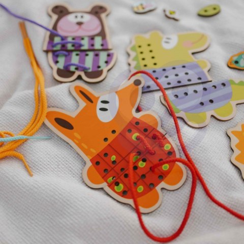 TOOKY TOY Drewniana Gra Zręcznościowa Zwierzątka do Sznurowania 5w1 TOOKY TOY Drewniana Gra Zręcznościowa Zwierzątka do Sznurowania 5w1
