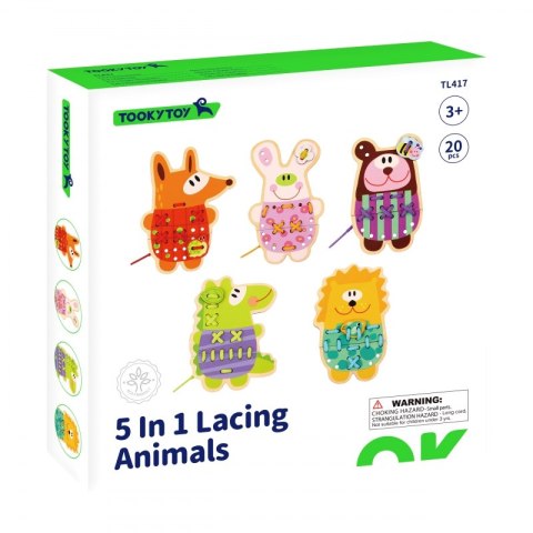 TOOKY TOY Drewniana Gra Zręcznościowa Zwierzątka do Sznurowania 5w1 TOOKY TOY Drewniana Gra Zręcznościowa Zwierzątka do Sznurowania 5w1