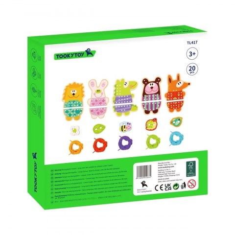 TOOKY TOY Drewniana Gra Zręcznościowa Zwierzątka do Sznurowania 5w1 TOOKY TOY Drewniana Gra Zręcznościowa Zwierzątka do Sznurowania 5w1