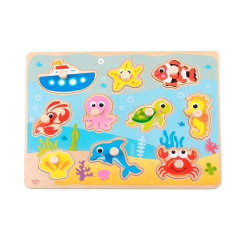 TOOKY TOY Drewniane Puzzle Montessori Morze z Pinezkami Dopasuj Kształty TOOKY TOY Drewniane Puzzle Montessori Morze z Pinezkami Dopasuj Kształty